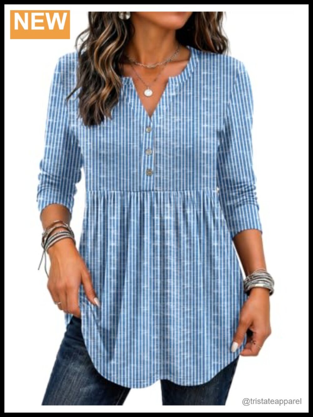 Womens Long Sleeve Boho Tunic Henley Vneck Pleated Fall Blouse Top